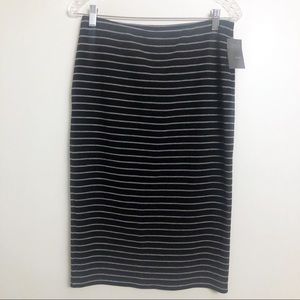 NWT Stretchy Black & Grey Striped Pencil Skirt